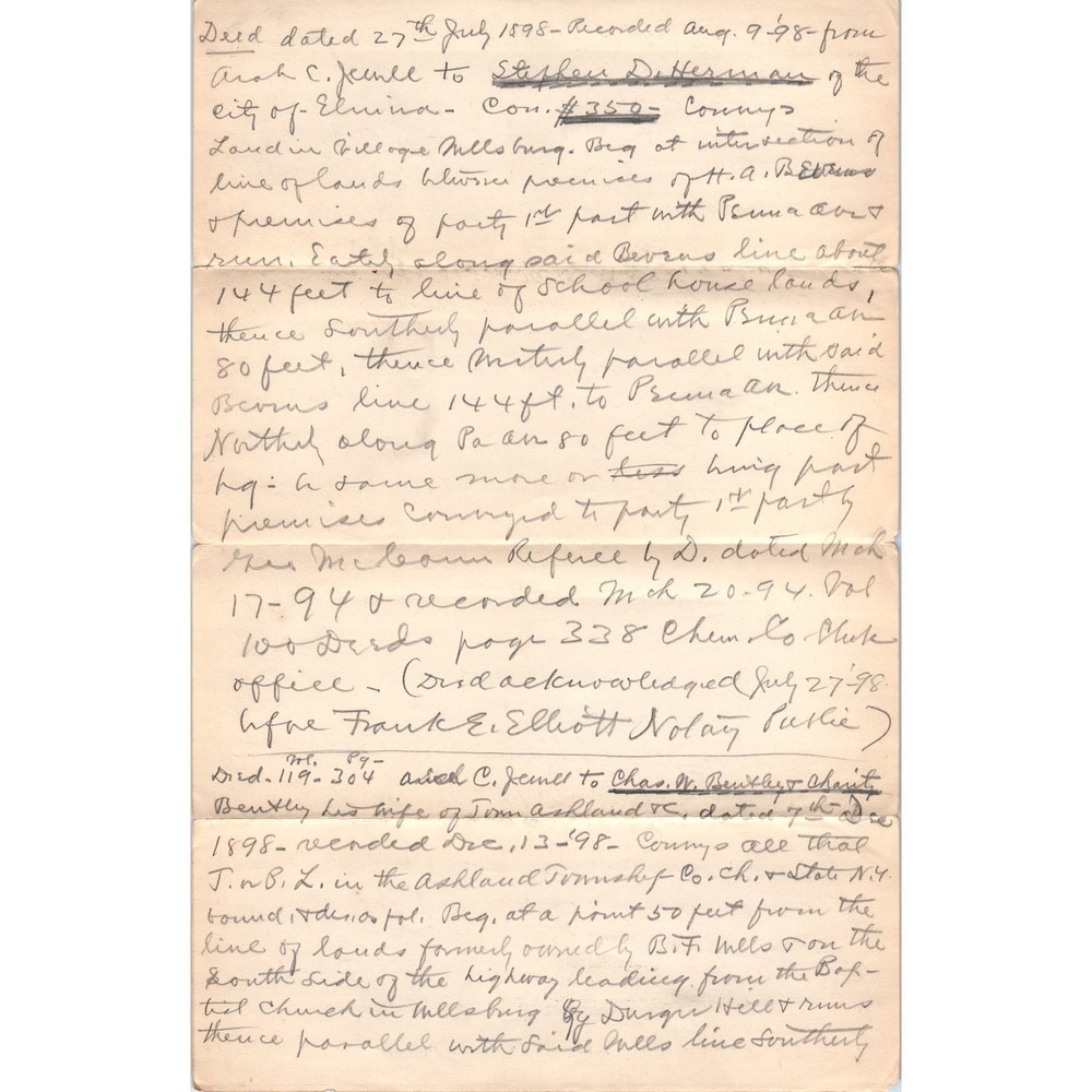 1898 Handwritten Deed Steffen D. Herman Elmira NY 2 Pages AE9-X1 - Picture 2 of 4